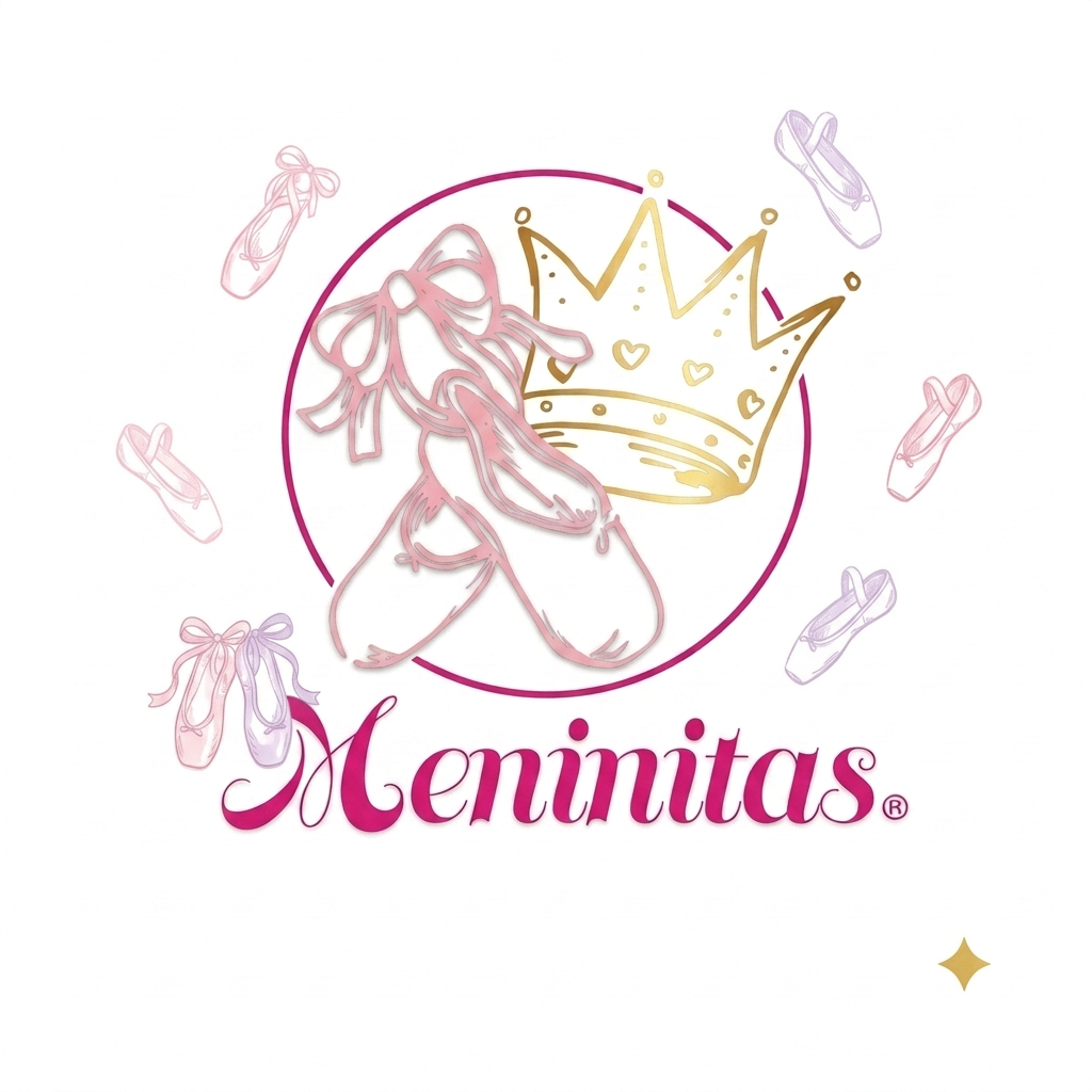 Meninitas® — sapatilhas de ballet e coroa dourada
